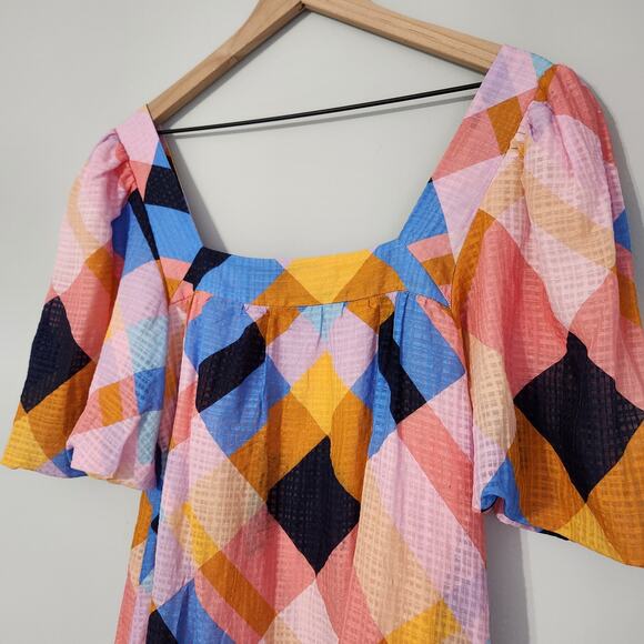 Marie Oliver Kaylee Plaid Mini Dress Spring Summer - Picture 8 of 11